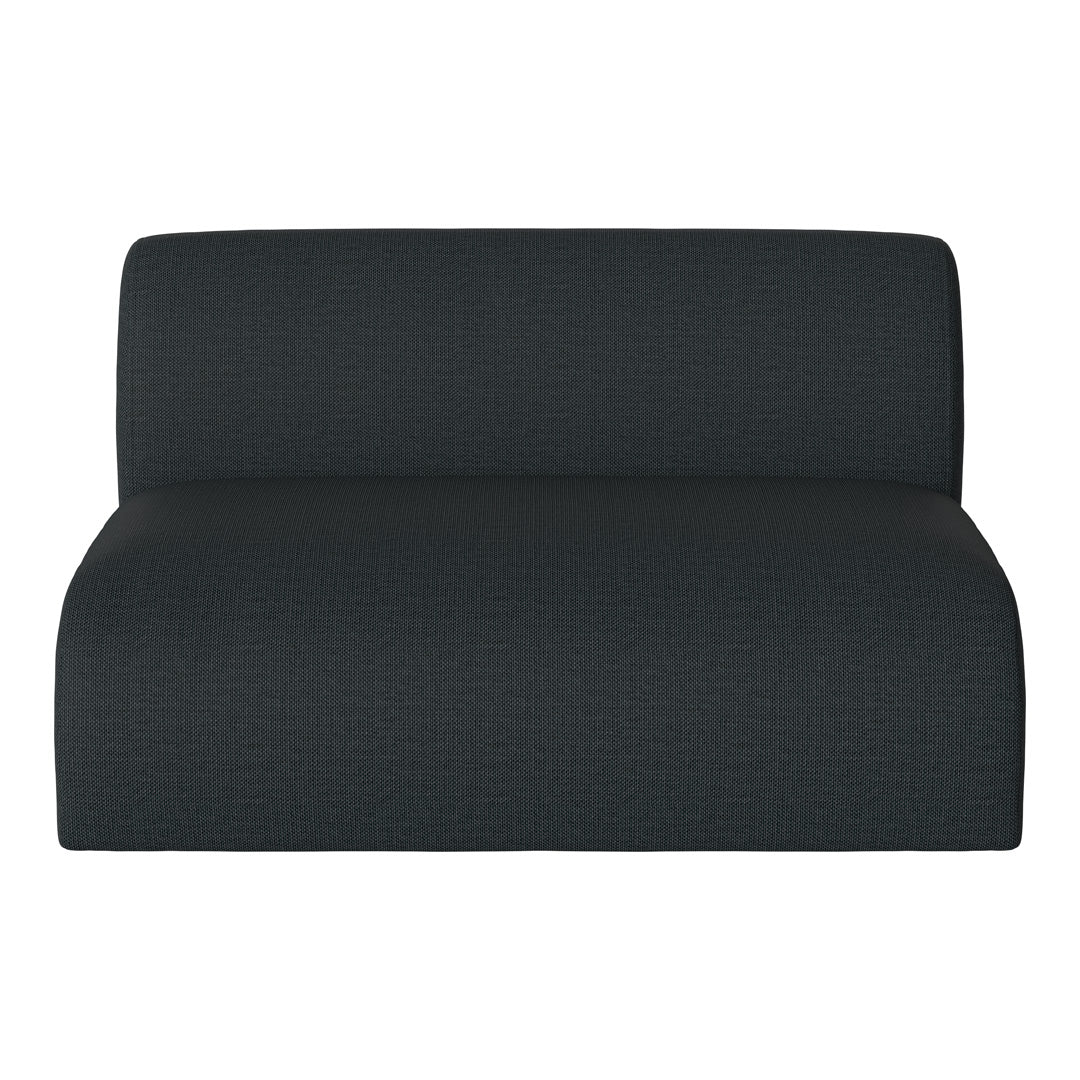 Dark gray textured sofa section, featuring a sleek, minimalist design with a subtle weave pattern.
