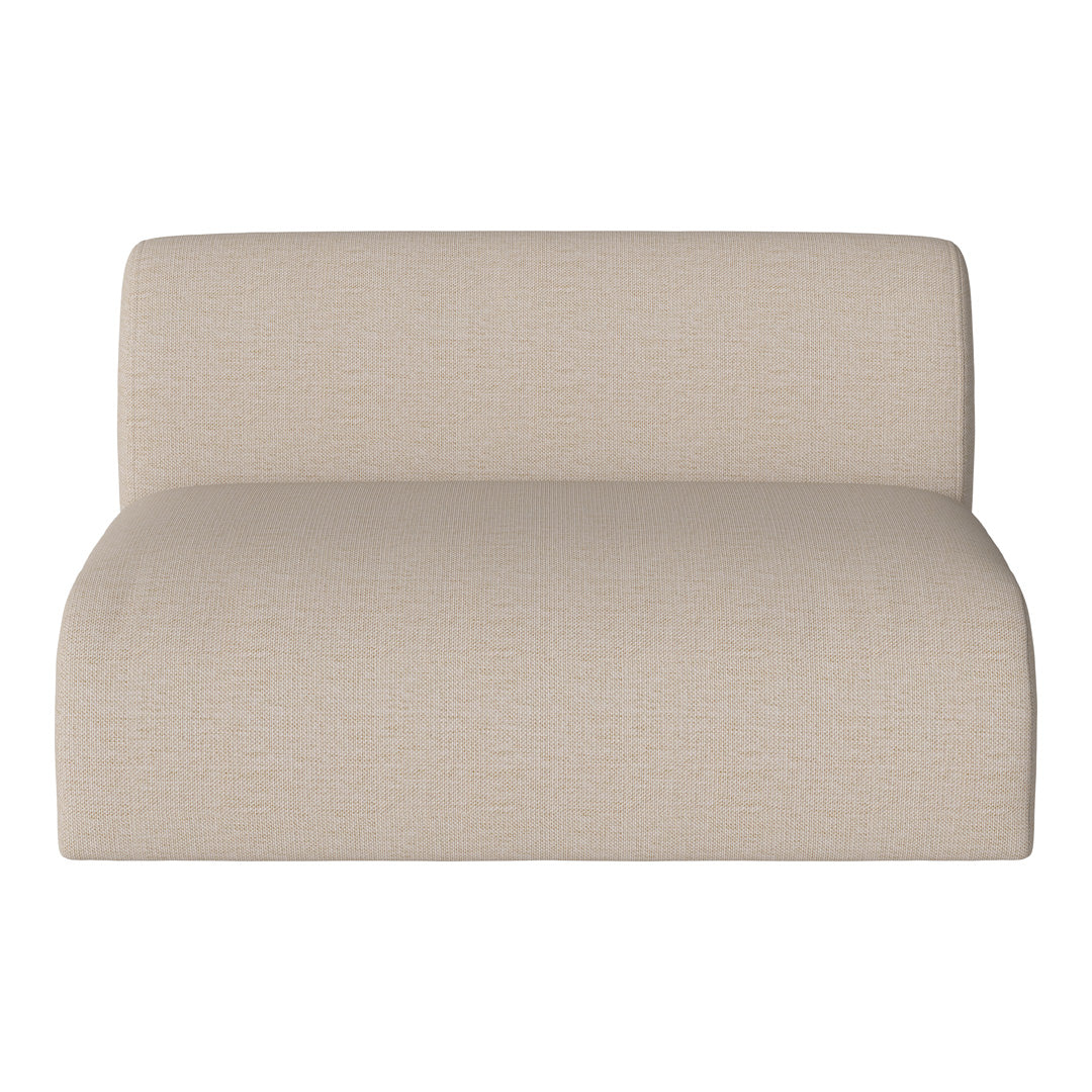 Beige, textured fabric lounge chair with a minimalist design and subtle woven pattern for a modern aesthetic.
