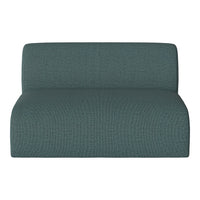Teal upholstered loveseat with a subtle textured pattern, perfect for modern interior decor.