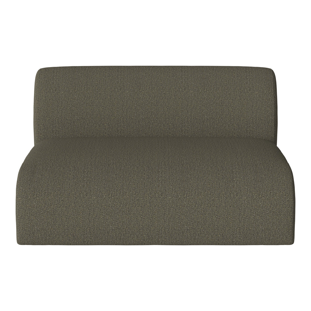 Olive green textured fabric sofa section with a minimalist design. Perfect for modern living spaces.