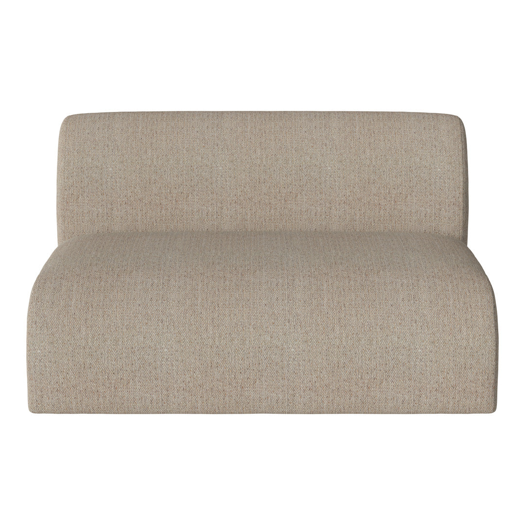 Beige upholstered sofa with a textured, subtle pattern, perfect for modern living spaces.