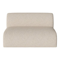 Neutral beige upholstered bench seat with a subtle textured pattern for modern and minimalist decor.
