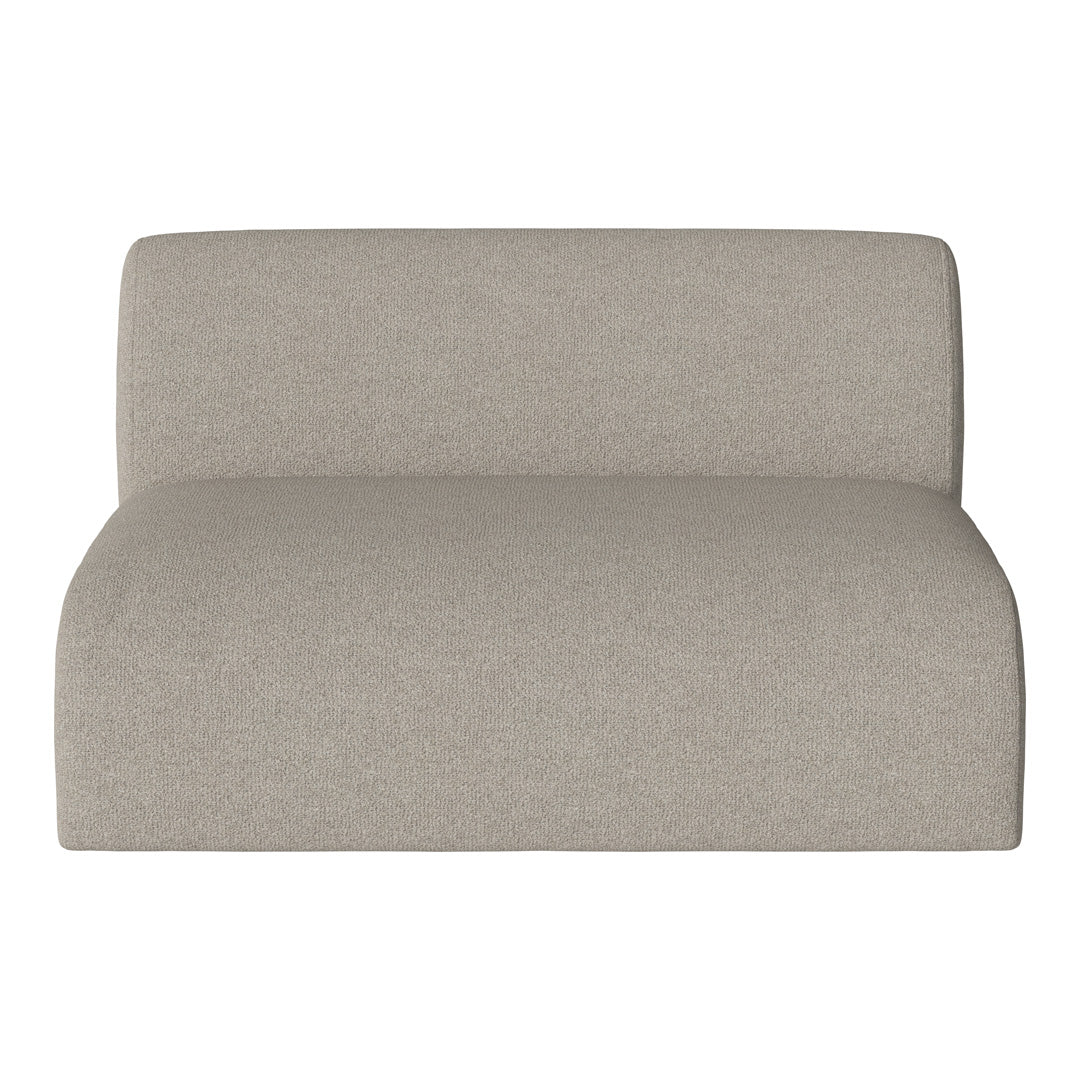 Light gray upholstered two-seater with a smooth, textured fabric. Ideal for modern home decor.