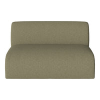 Olive green upholstered loveseat with a subtle textured pattern for a modern and cozy aesthetic.