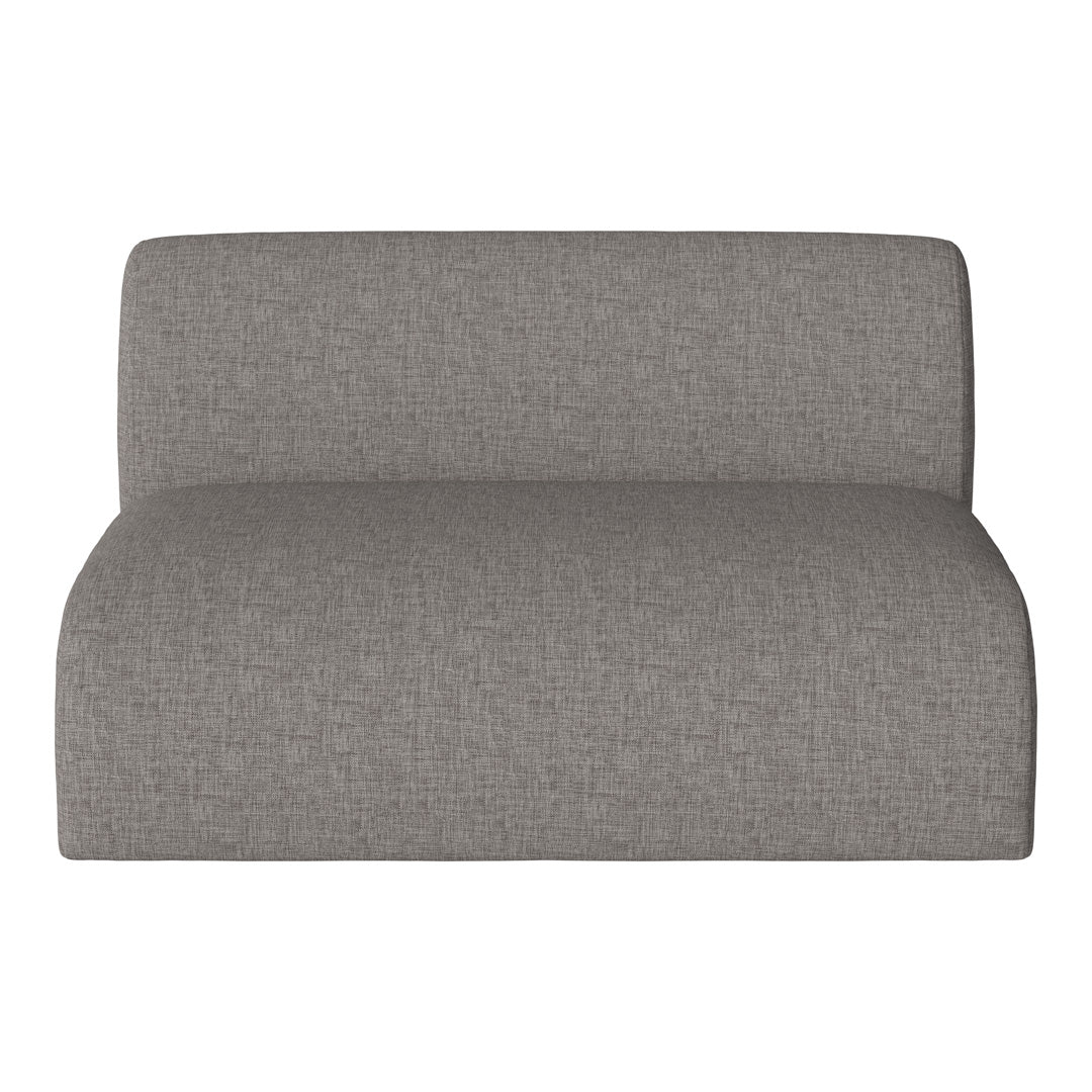 Gray upholstered loveseat with a textured, woven pattern for a modern, stylish touch. Perfect for any living space.