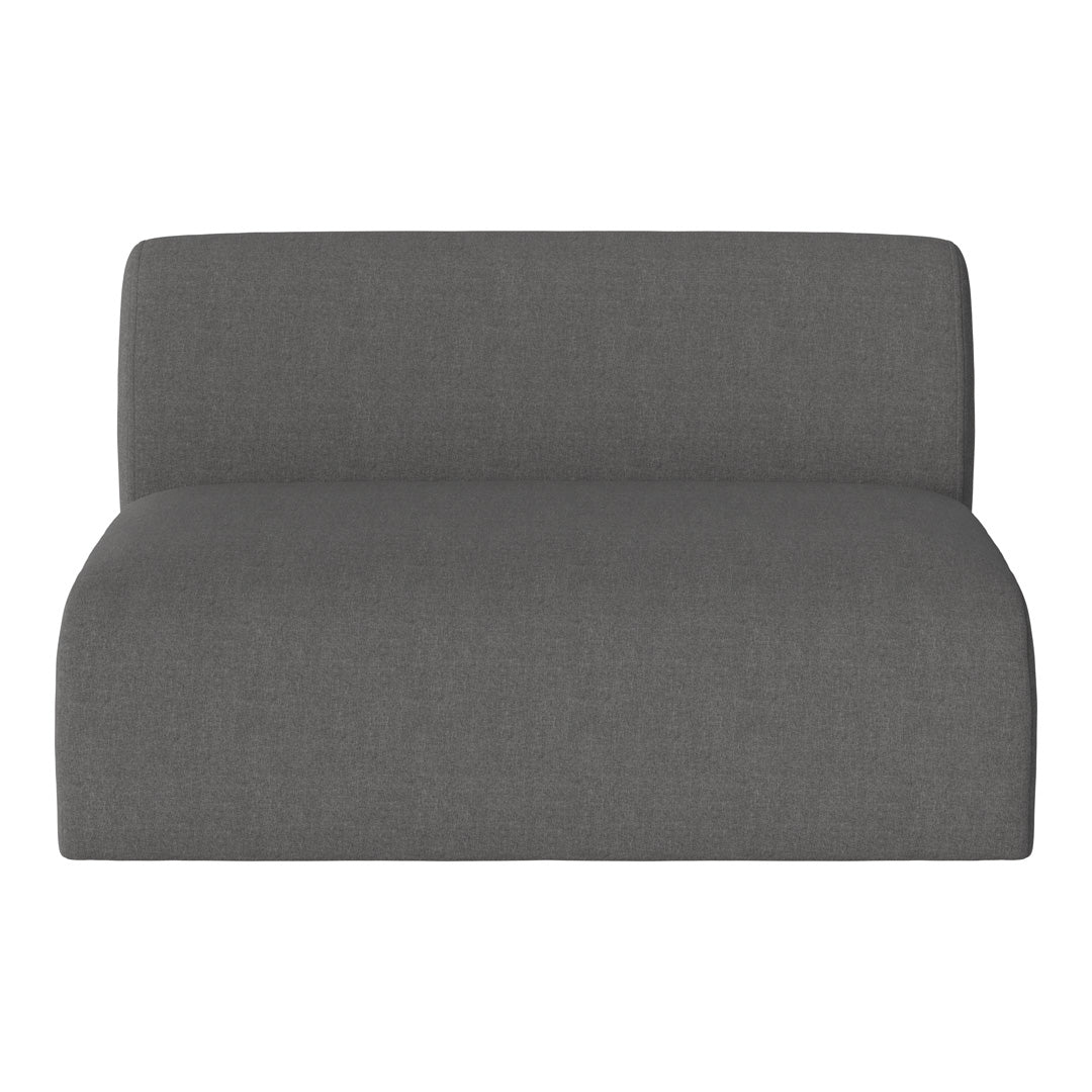 Gray upholstered loveseat with a sleek, minimalist design and soft, textured fabric. Perfect for modern interiors.