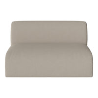 Beige upholstered modern sofa with a smooth, minimalist design and subtle texture, perfect for contemporary interiors.