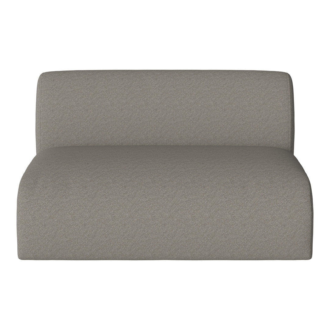 Gray upholstered accent chair with a textured, woven pattern, adding a modern touch to your space.