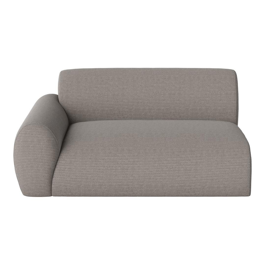 Gray striped fabric chaise lounge with a smooth, modern design. Perfect for contemporary living spaces.