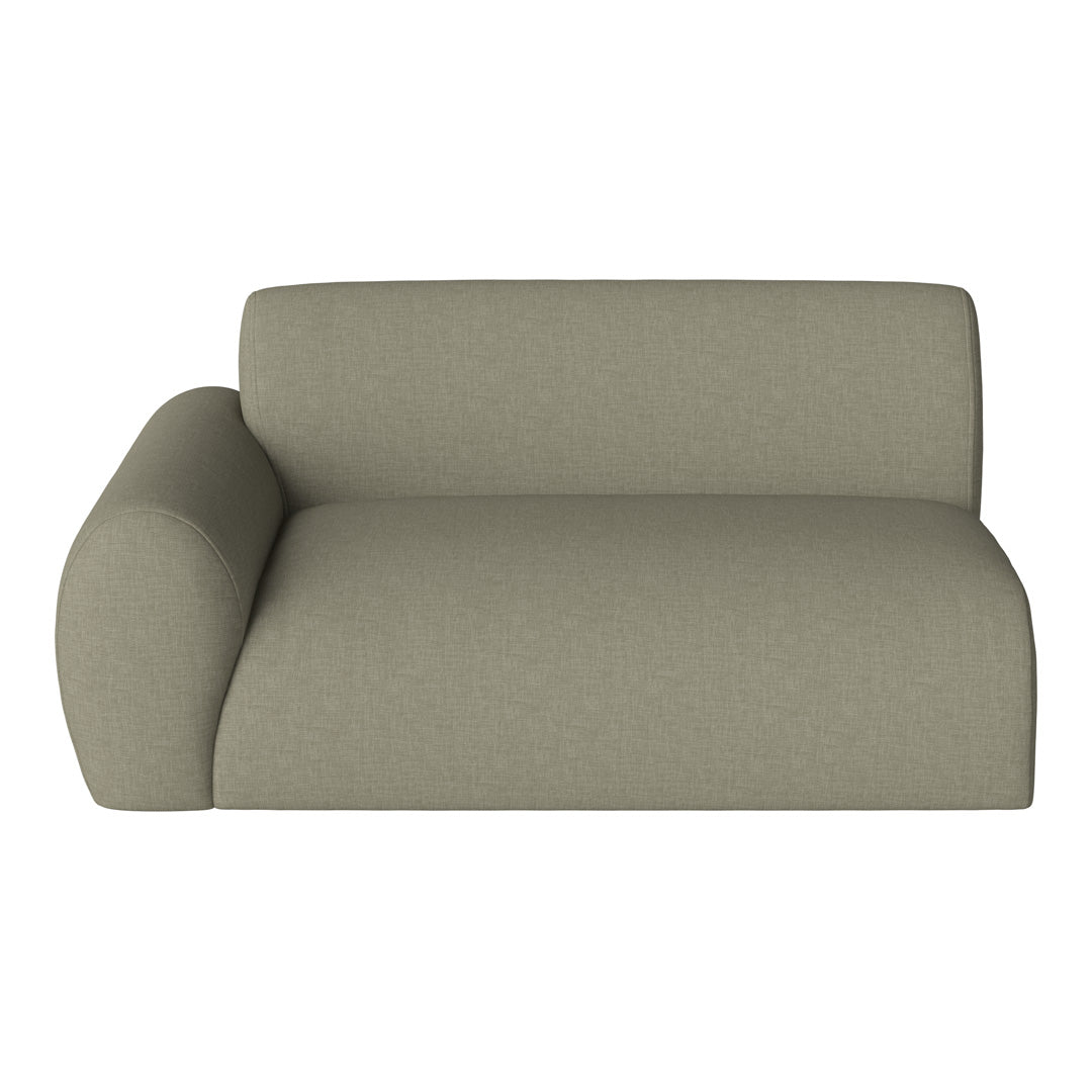 Light olive green sofa with a smooth, textured fabric in a minimalist design. Perfect for modern decor.