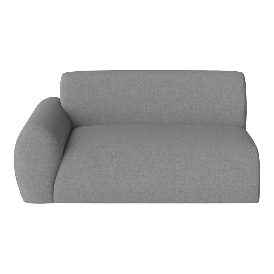 Gray upholstered sofa with a minimalist design and smooth texture. Perfect for modern decor.