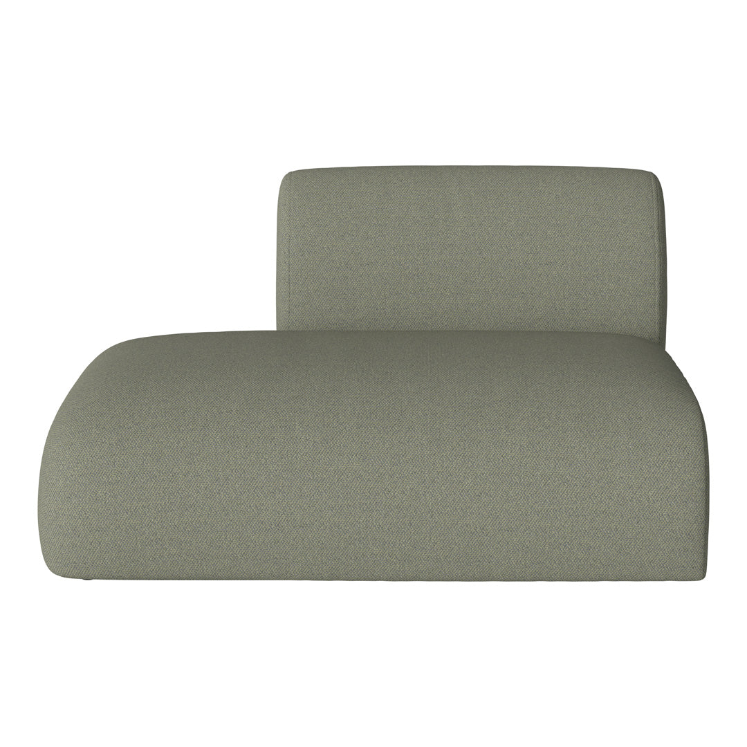 Olive green chaise lounge with a subtle textured pattern for modern, stylish decor.
