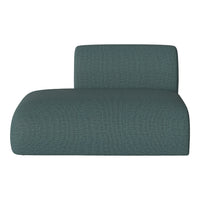 Teal upholstered chaise lounge featuring a textured, woven fabric pattern for added depth and style.