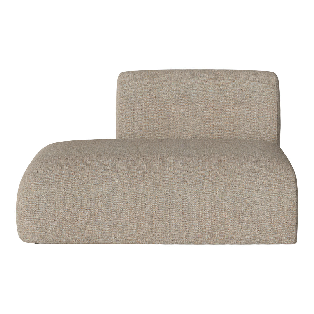 Beige modern chaise lounge with a subtle textured pattern, perfect for contemporary decor.