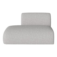 Gray modern chaise lounge with a textured fabric pattern, perfect for contemporary decor.