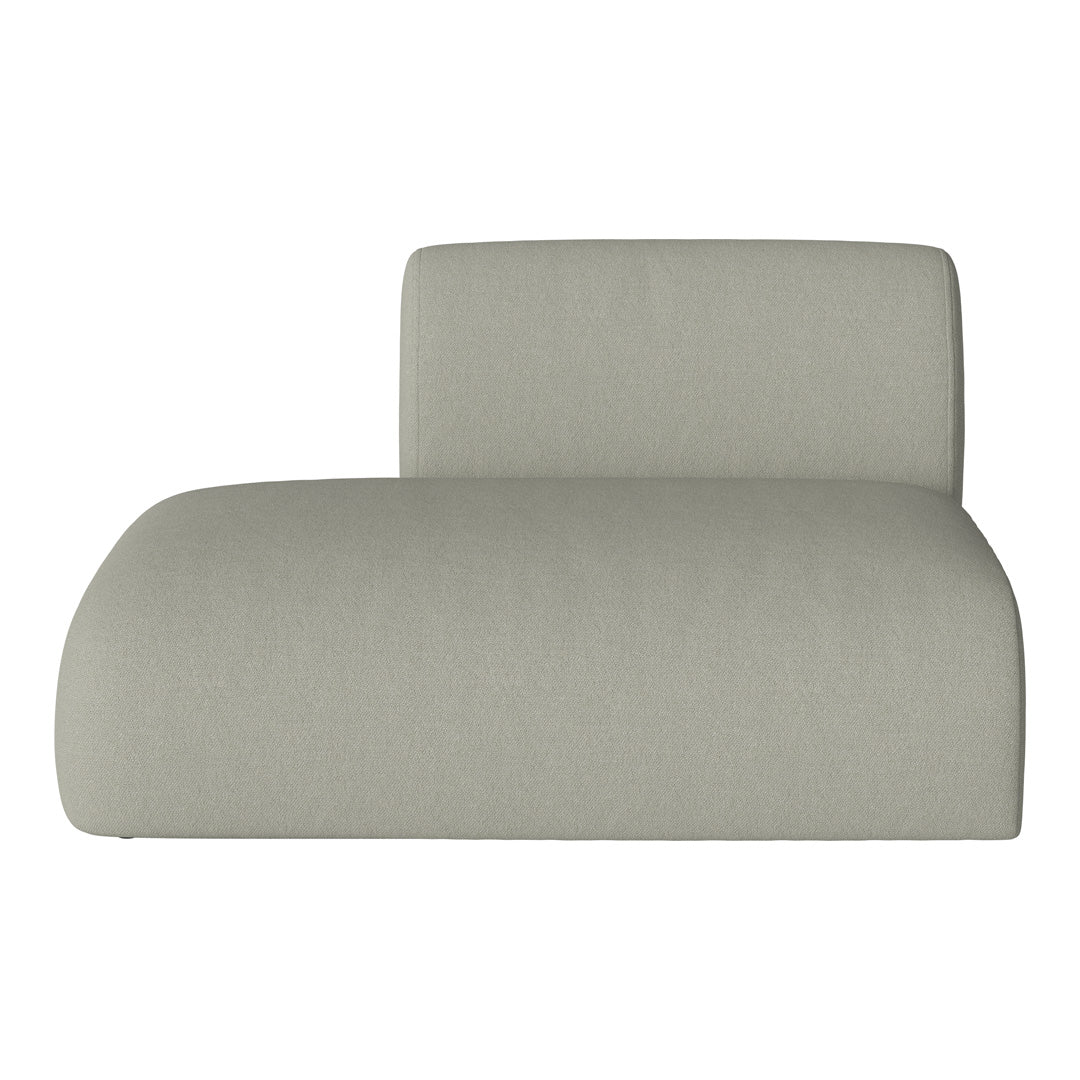 Light gray modern chaise lounge with a smooth, minimalist design and subtle texture. Perfect for contemporary spaces.