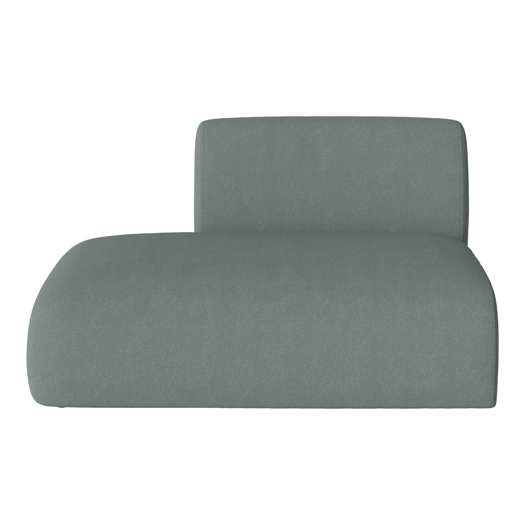 Textured soft gray chaise lounge with a minimalistic design and smooth lines. Perfect for modern decor.