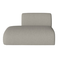 Gray woven fabric chaise lounge with a subtle texture, perfect for modern living spaces.