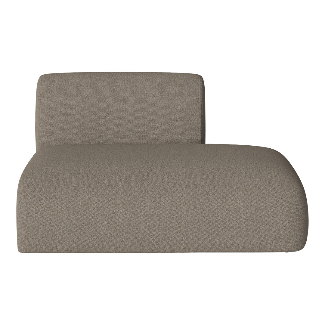 Simple taupe chaise lounge with a textured pattern for modern living spaces. Ideal for stylish comfort.