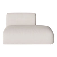 Beige chaise lounge with a smooth texture and subtle ribbed pattern, ideal for modern interiors.