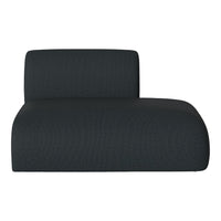 Modern chaise lounge in deep charcoal gray with a textured woven pattern, ideal for contemporary spaces.