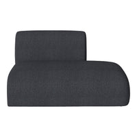 Dark gray upholstered chair with a smooth, textured fabric and minimalist design for modern decor.