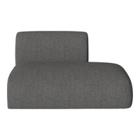 Gray upholstered chaise lounge with a smooth texture and minimalist design, perfect for modern interiors.