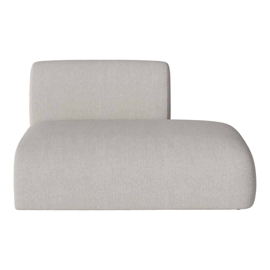 Light gray chaise lounge with a smooth texture and modern, minimalist design. Perfect for contemporary decor.