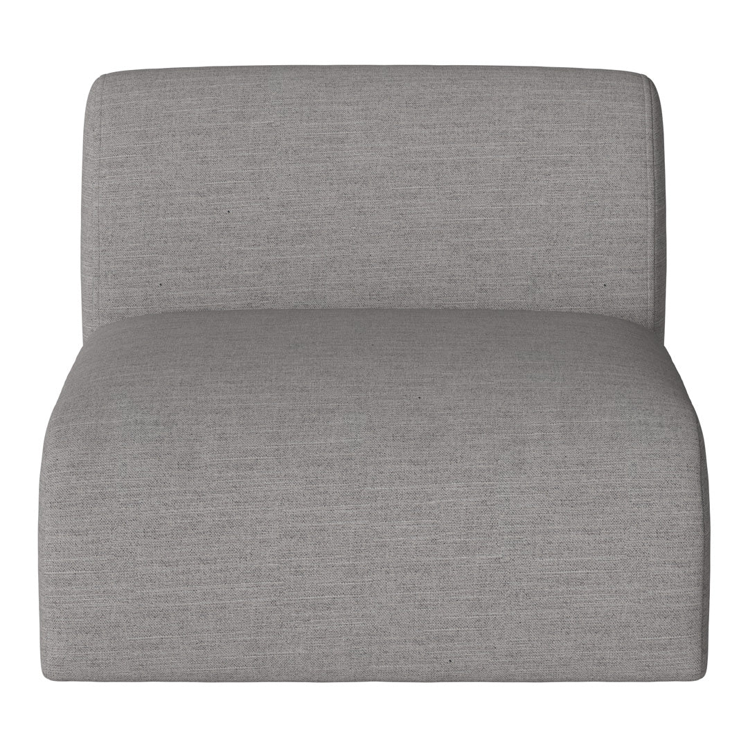 Gray fabric lounge chair with a subtle textured pattern, ideal for modern interior styling.