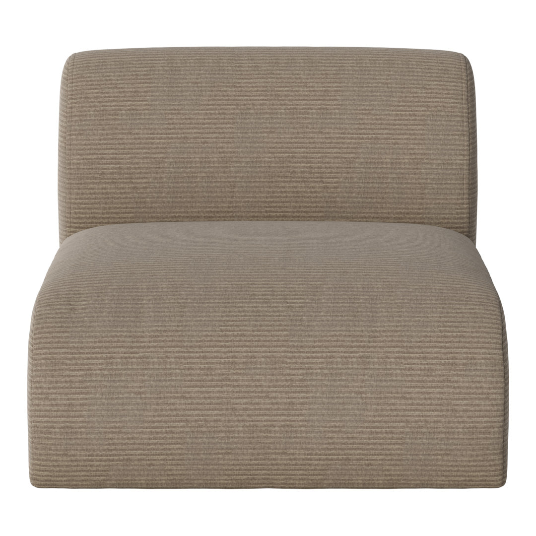 Soft beige accent chair with subtle vertical stripes, perfect for a cozy and modern decor.