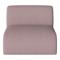 Soft pink upholstered chair with subtle striped pattern, perfect for modern decor.
