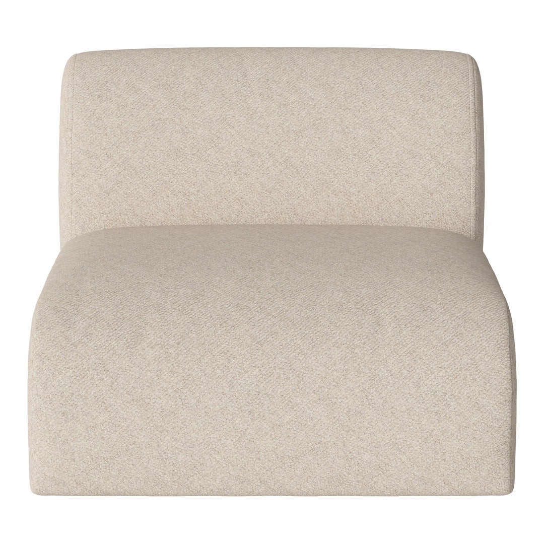 Beige upholstered chair with a textured, woven pattern, perfect for modern and minimalist decor.