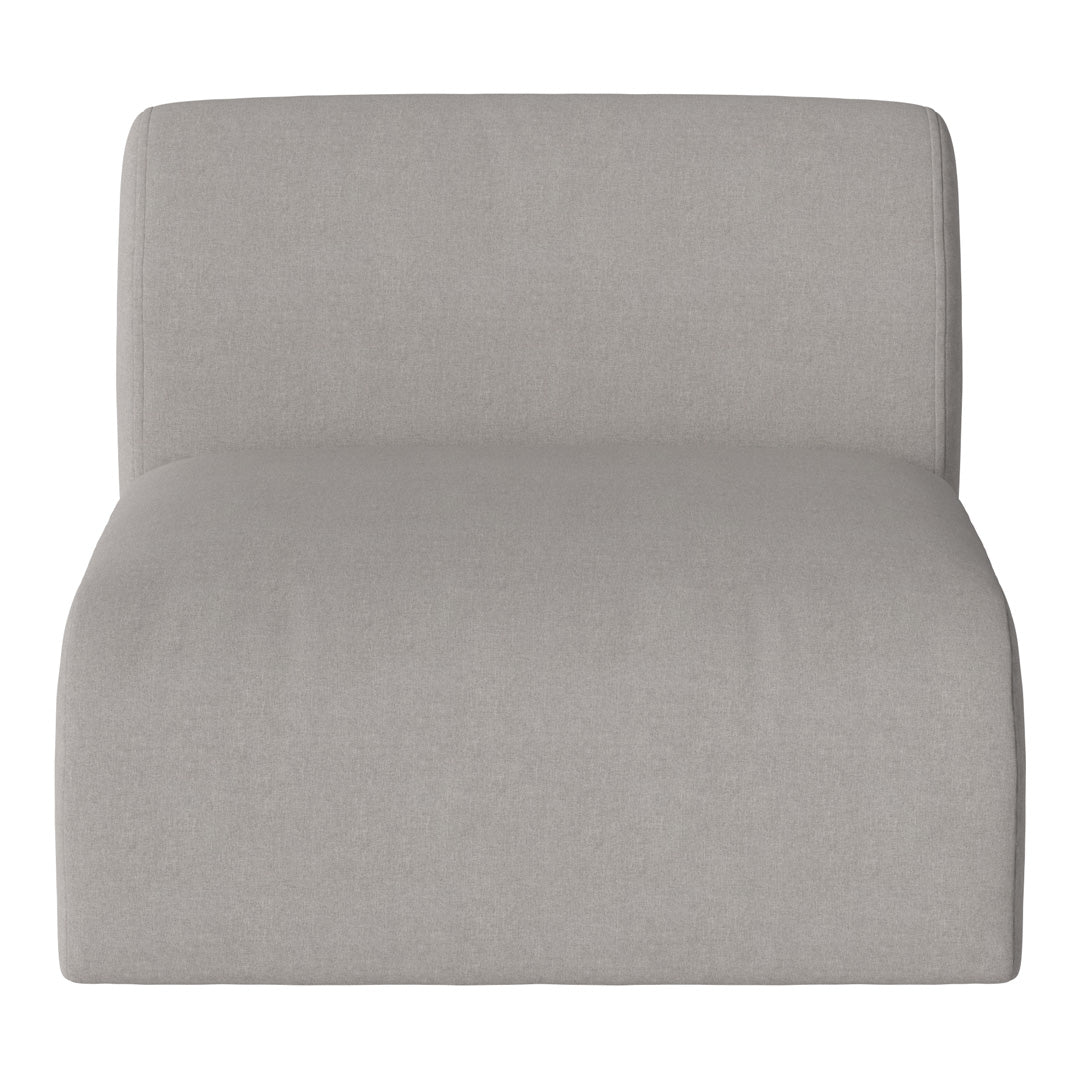 Light gray upholstered chair with a smooth, minimalist design, perfect for contemporary spaces.