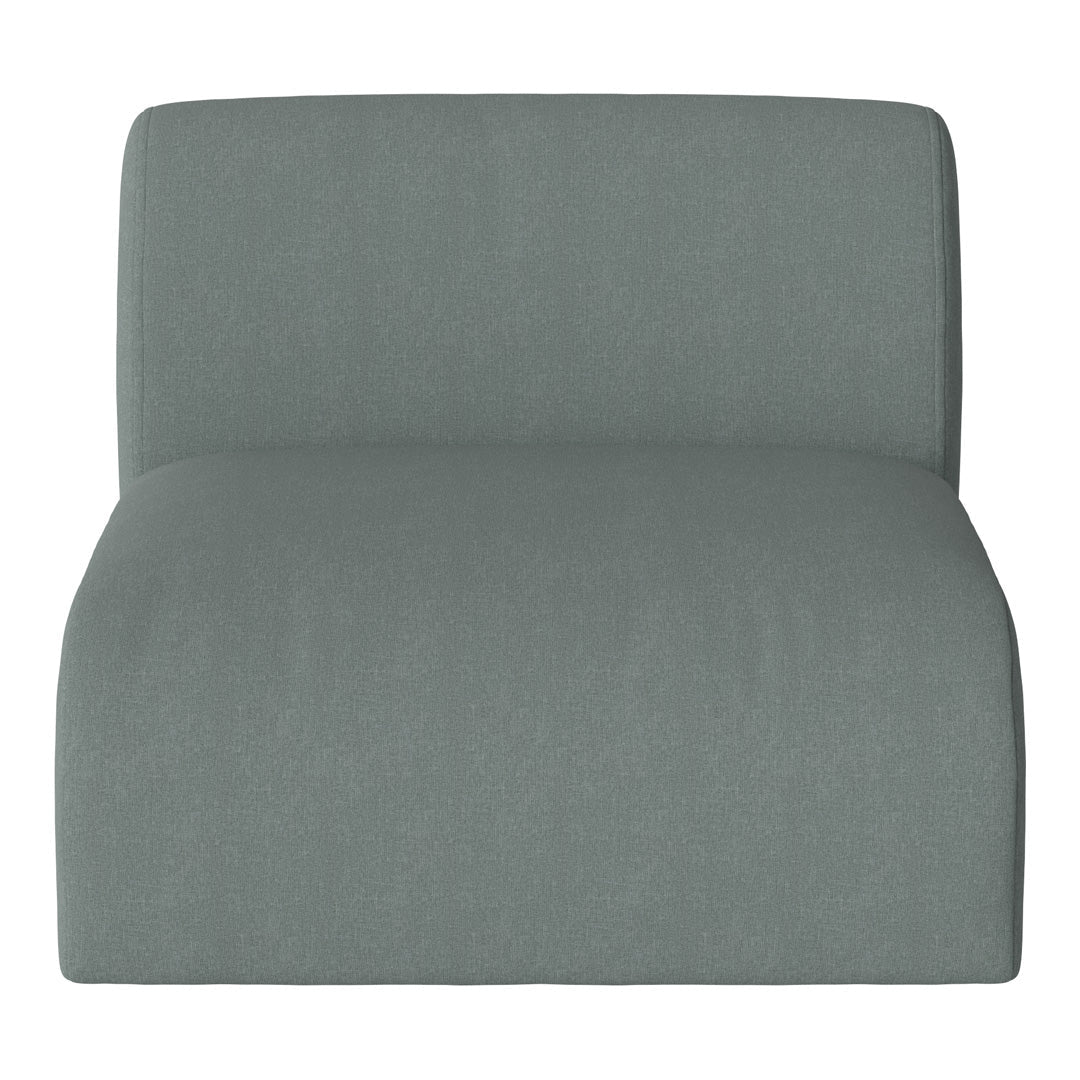 Stylish lounge chair in soft gray fabric with a smooth texture, perfect for modern interiors.