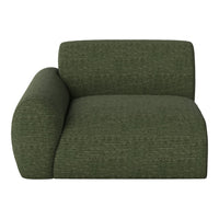 Green striped accent chair with a rounded arm and textured fabric. Ideal for modern living spaces.