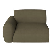 Olive green sofa with a smooth, textured fabric and modern, rounded shapes for a stylish look.