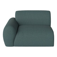 Teal upholstered one-arm sofa with a textured, woven pattern for a modern aesthetic.