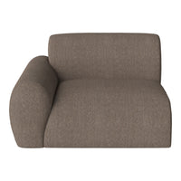 Brown textured sofa with a curved arm and minimal pattern, perfect for modern interior decor.