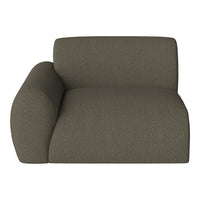 Textured olive green sectional sofa with a modern design and curved armrest. Perfect for contemporary living spaces.  