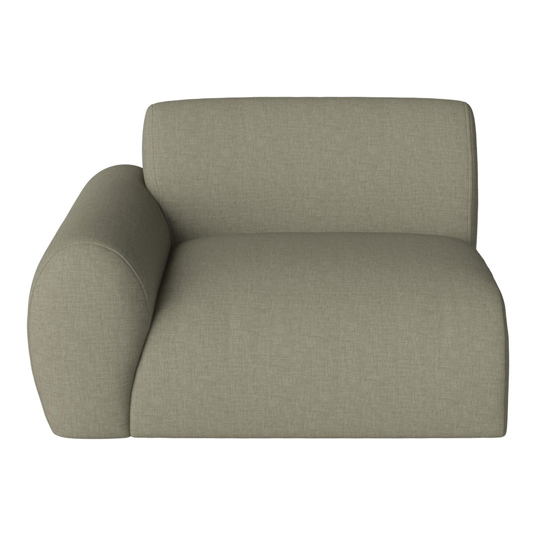 Sleek, modern lounge chair in muted olive green, featuring a textured, woven fabric for added depth and style.