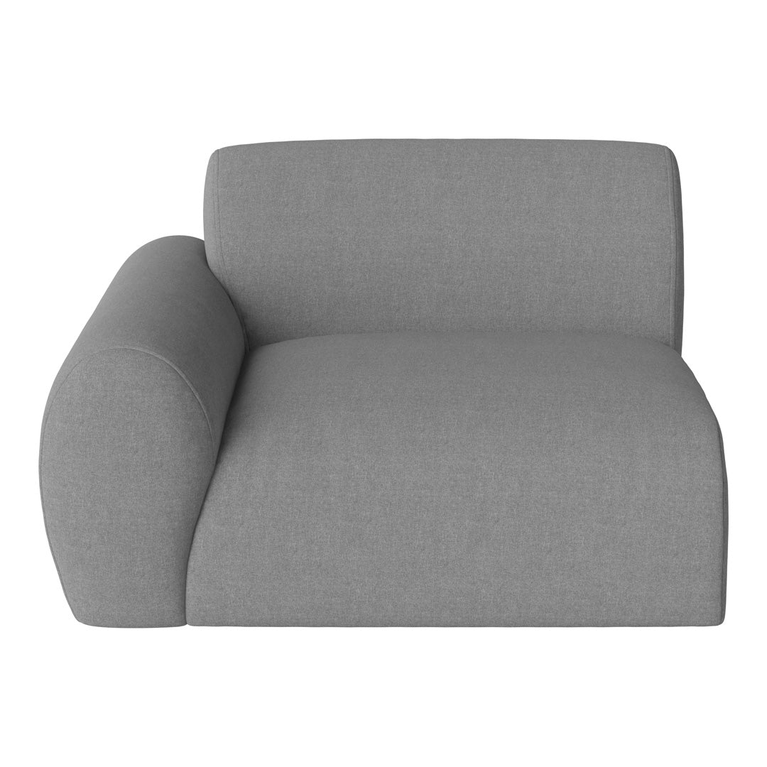 Gray modern single-arm sofa with a sleek, minimalist design and soft fabric texture.