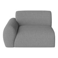 Gray modern single-arm sofa with a sleek, minimalist design and soft fabric texture.