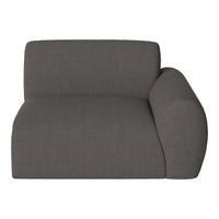 Contemporary dark gray upholstered chair with a sleek, minimalist design and a smooth texture.