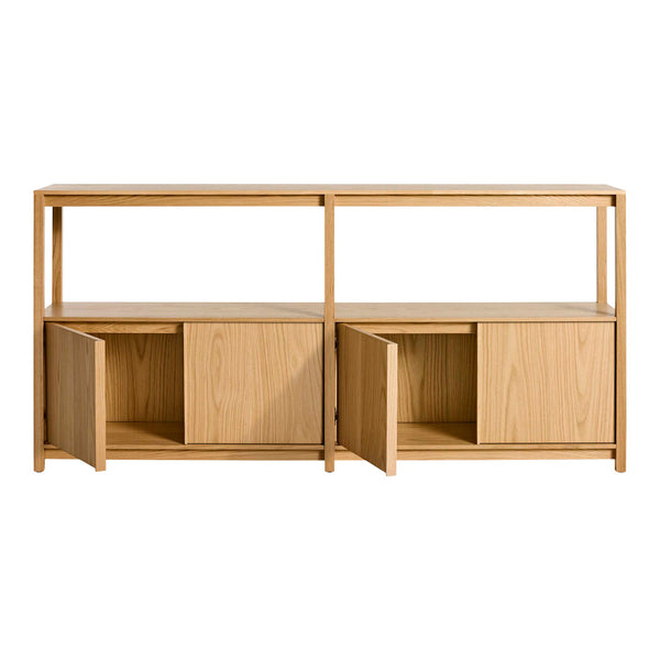 Open Plan Large Low Bookcase with Storage