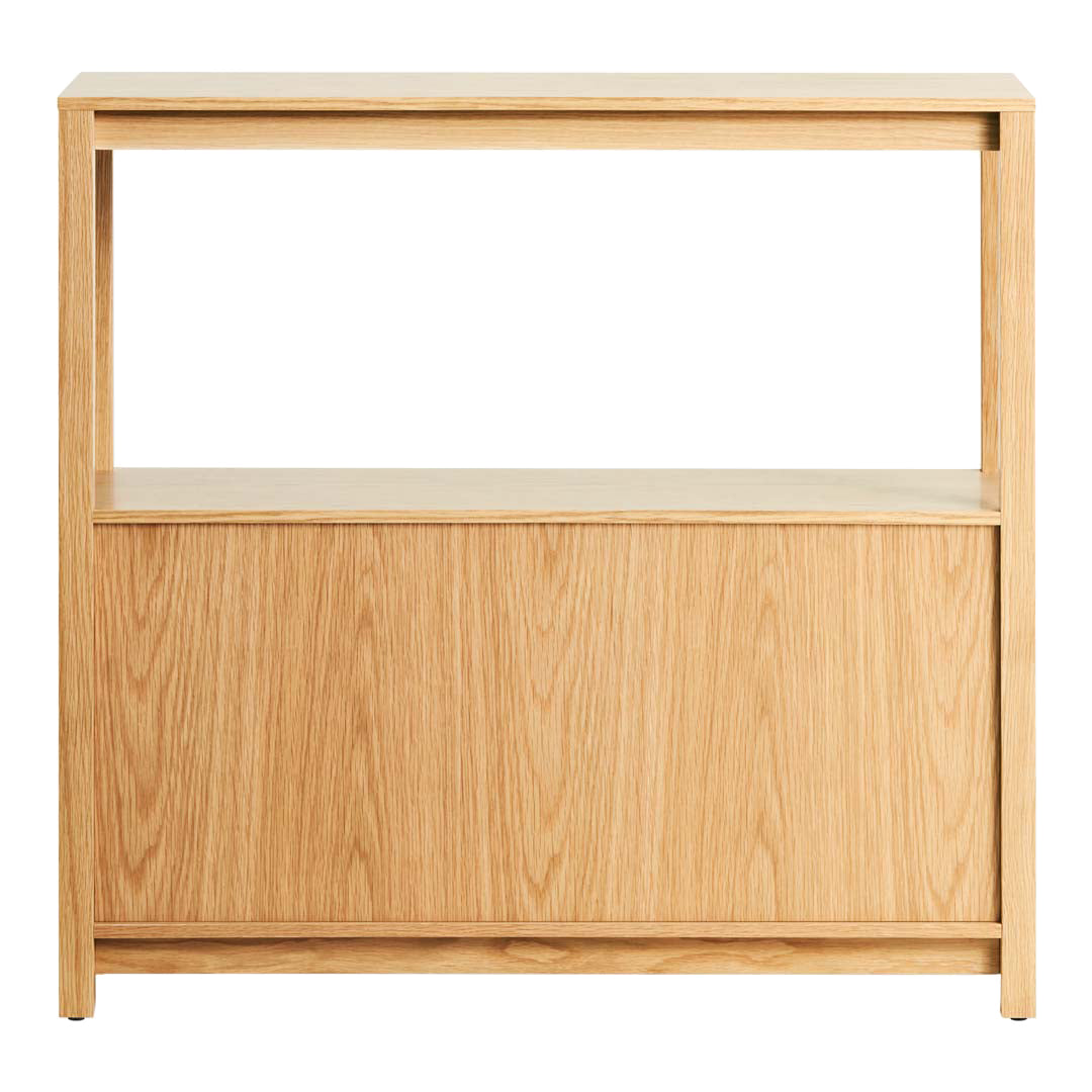 Light oak wood console table with smooth finish and minimalistic design, featuring natural wood grain patterns.