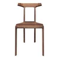 Natural walnut wood chair with a sleek, minimalist design and smooth, rich brown tones. Elegant and modern.