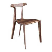 Stylish walnut wood chair with sleek lines and rich brown tones, showcasing natural grain patterns. Perfect for modern decor.