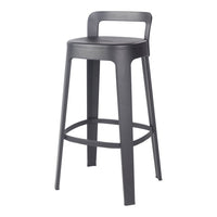 Modern black bar stool with a sleek matte finish and minimalist design, perfect for contemporary settings.