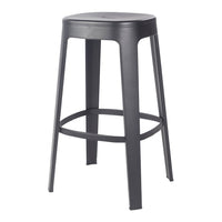 Stylish black metal bar stool with a sleek, minimalist design and smooth, matte finish. Ideal for modern decor.