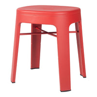 Bold red stool with a smooth, matte finish and minimalist design, featuring a solid color without patterns.